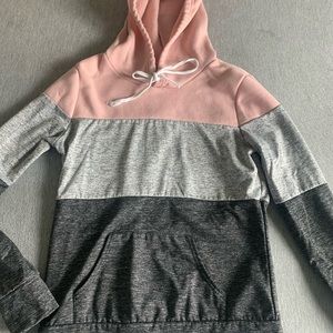 Pink tri-colored comfy hoodie